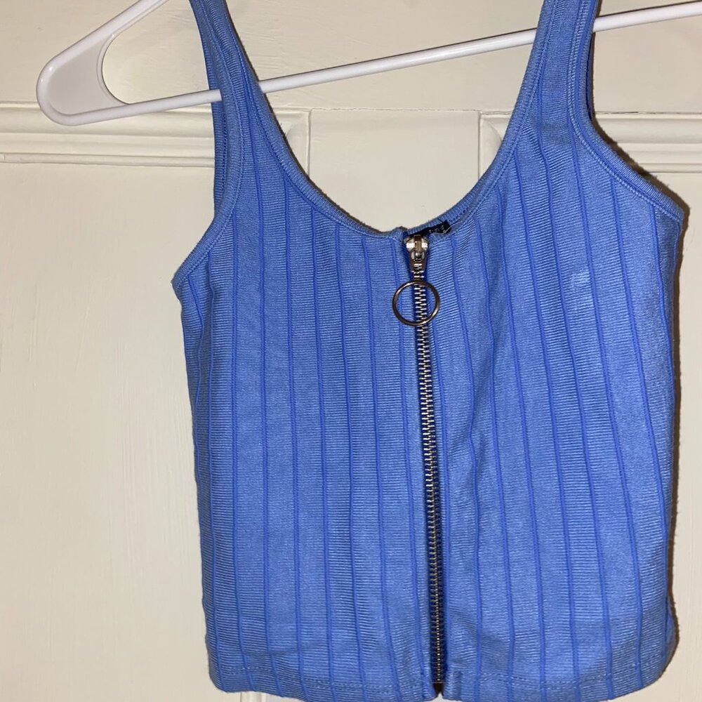 Bershka Women's Blue Vest with Zipper